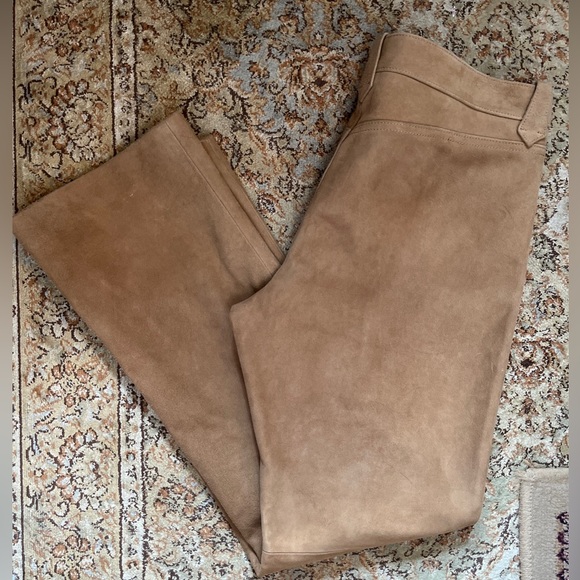 RALPH LAUREN Size 12 Tan Khaki 100% Suede Leather Classic Equestrian Flat-Front - Picture 2 of 16